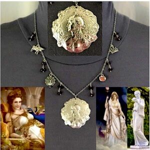 “Queen Hera" Juno Art Nouveau Goddess Greek Roman Mythology Handmade Necklace